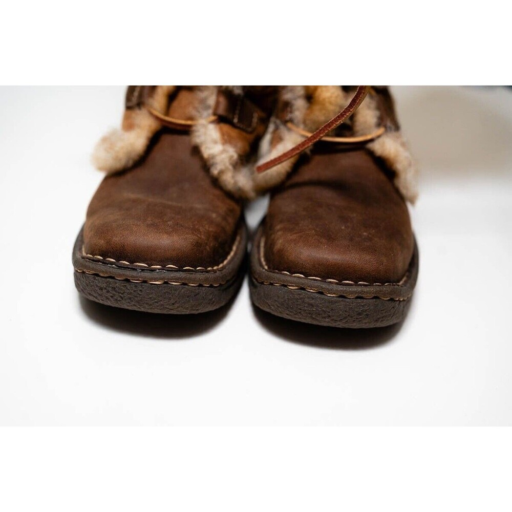 Born Women’s W6949 Nome Brown Leather & Shearling Lined Sherpa Lace Up Boots 6 - Picture 6 of 12